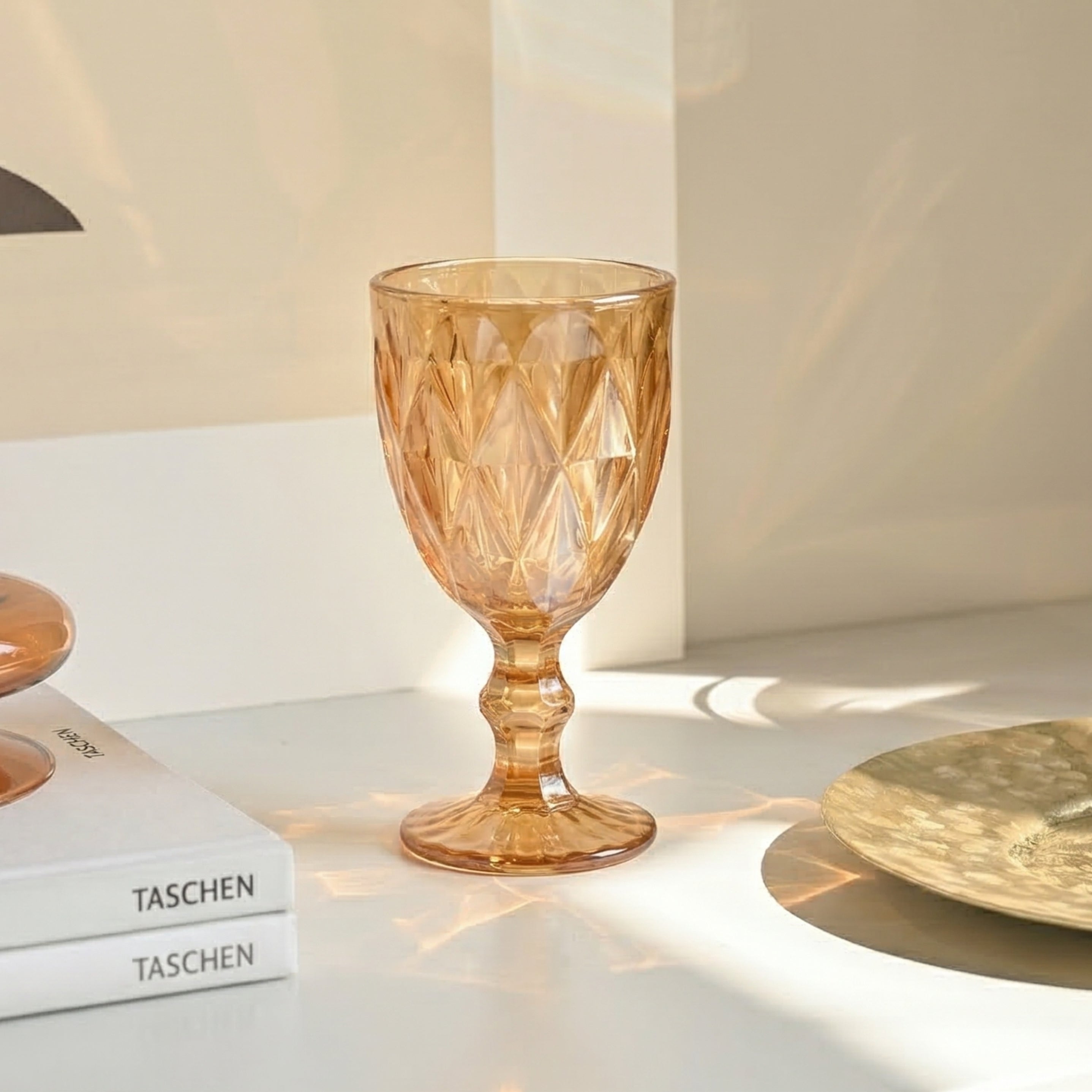 golden glass goblet set of 6 elegant drinkware for serving beverages